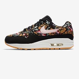 Nike Women's Air Max 1 Black with Floral Accents 8.5